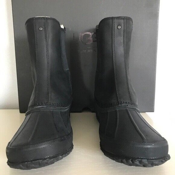 Ugg Australia Romosa Waterproof‎ Black Leather Rubber Duck Boots New Men’s 7 main image 4